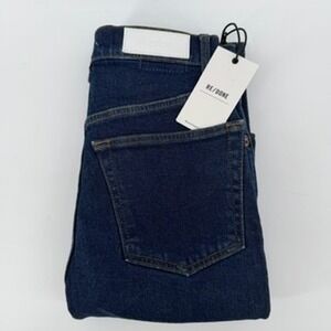 RE/DONE Super High Skinny Jeans Dark Wash Button Fly Ankle Zip 26